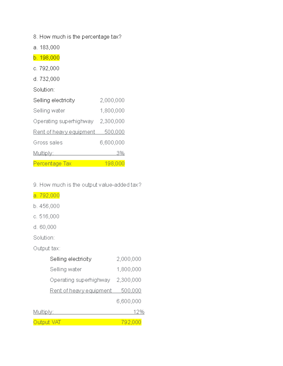 Buss TAX-910-2425 - Review Notes - How much is the percentage tax? a ...