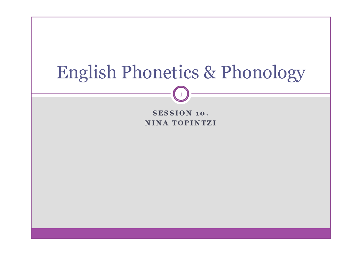 Session 10 (Stress) - Lecture notes 10 - English Phonetics & Phonology ...