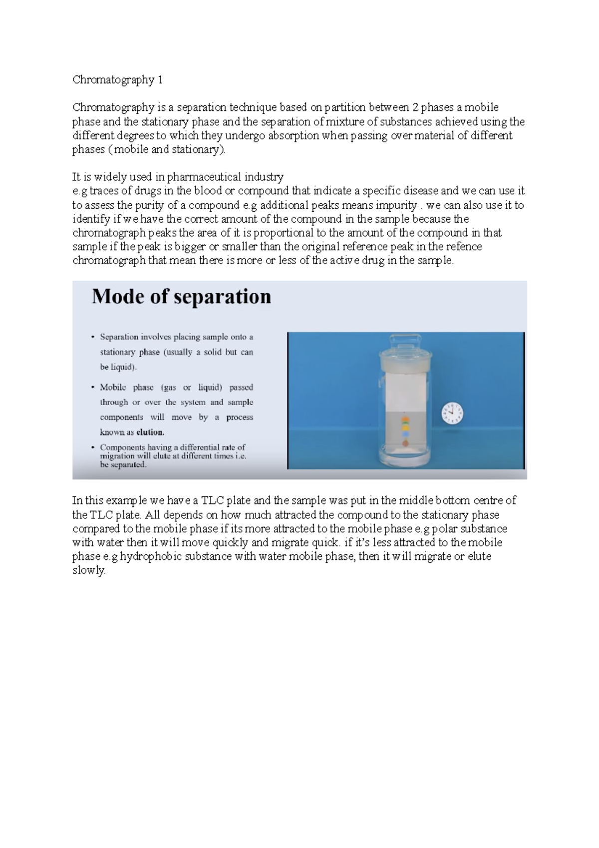 Chromatography 1 notes Chromatography 1 Chromatography is a