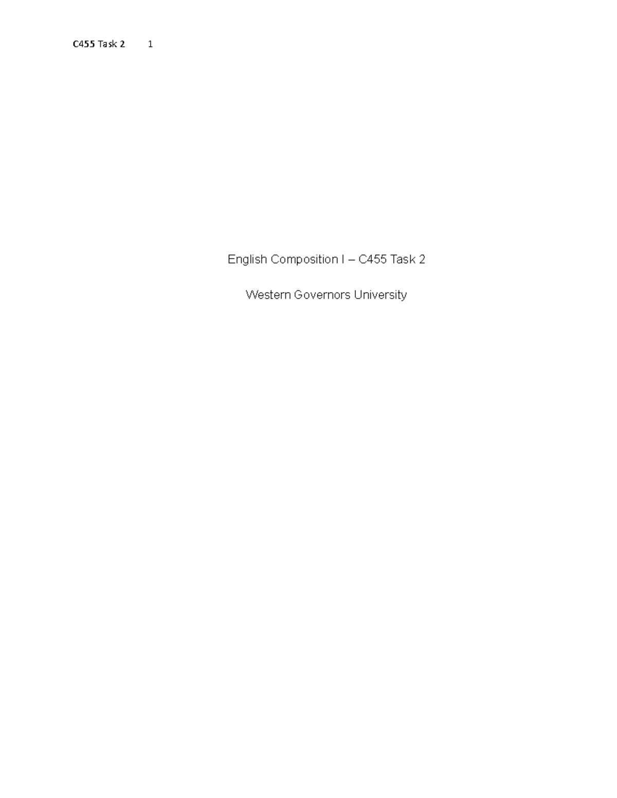 Task 2 - English Composition I (C455) - English Composition I – C455 ...