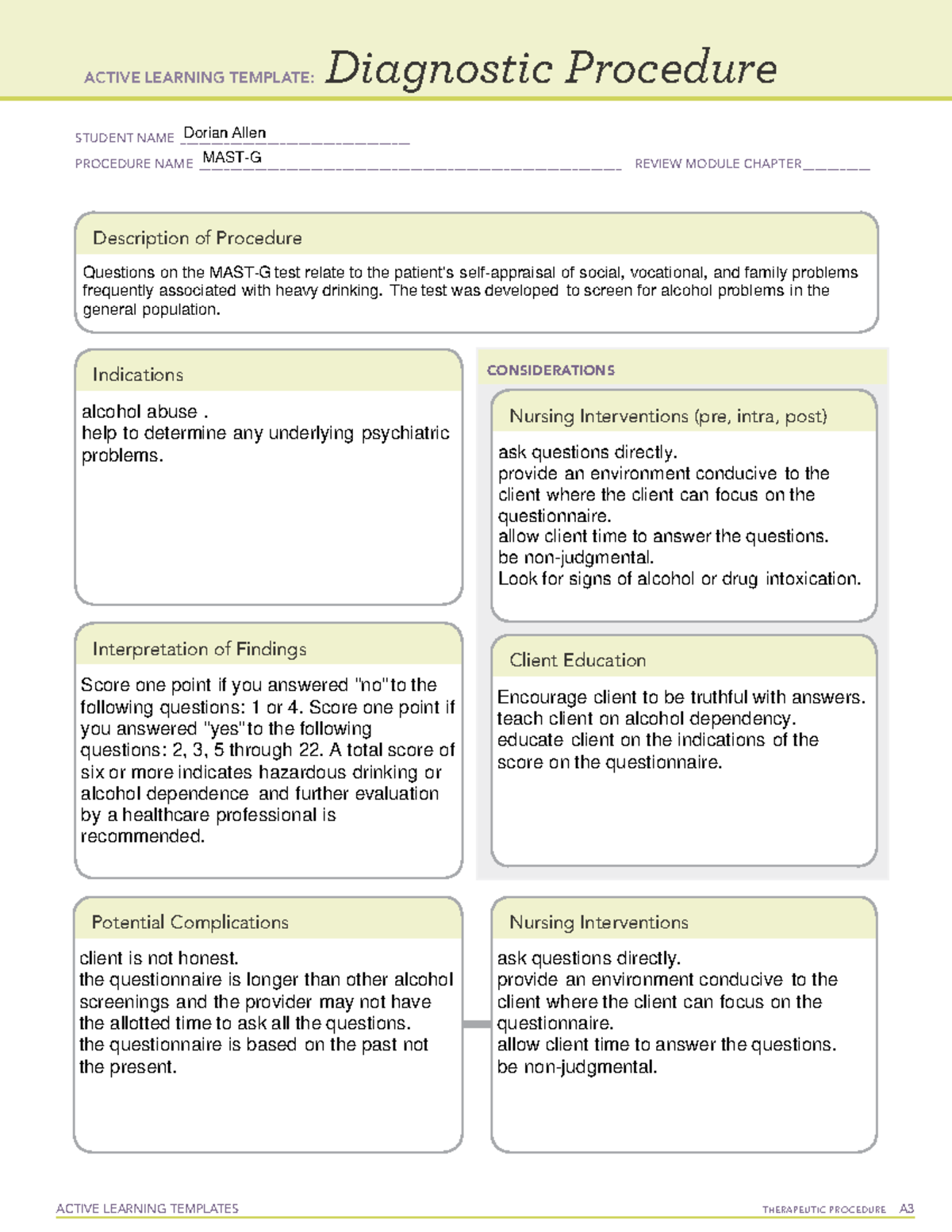 Week 8 MAST-G - ACTIVE LEARNING TEMPLATES THERAPEUTIC PROCEDURE A ...