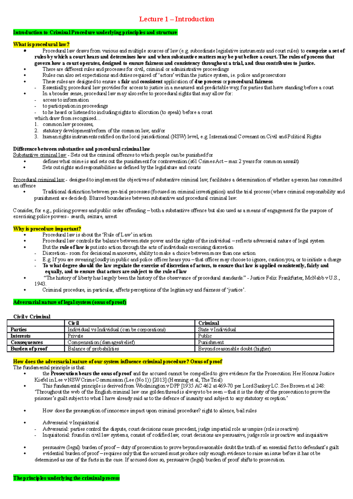 Criminal Procedure Final Exam Notes (Very Detailed) - Lecture 1 ...