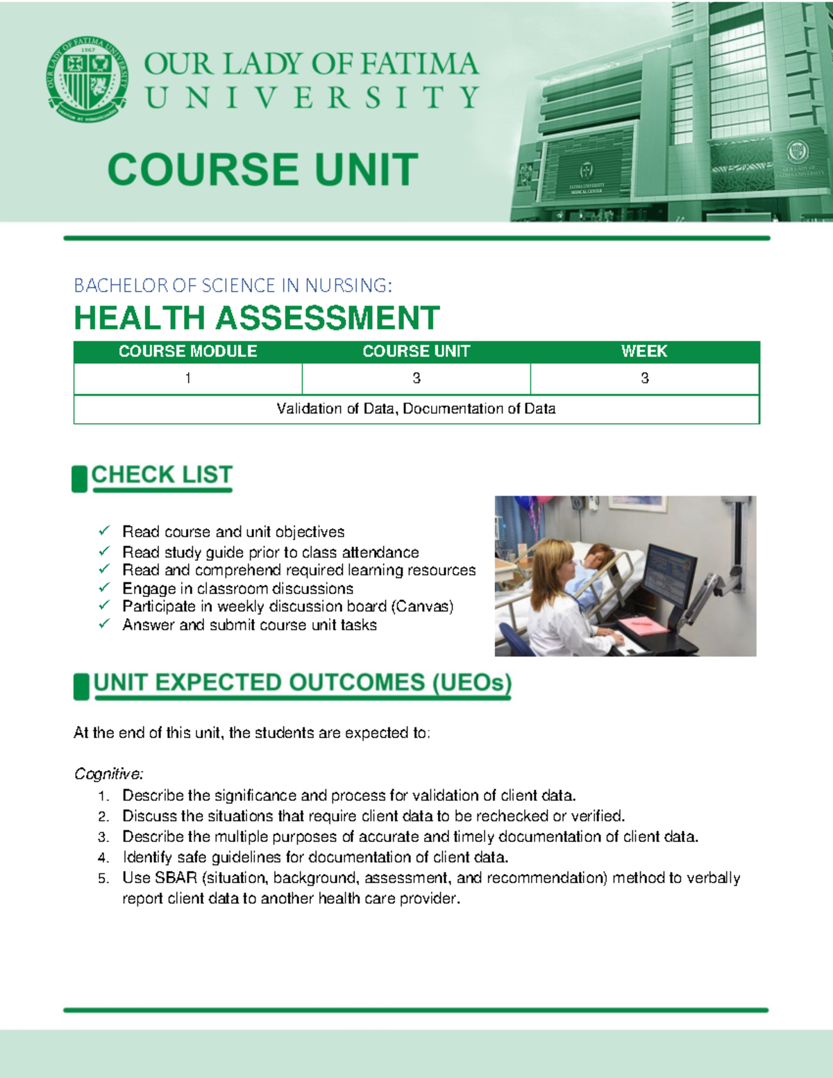 CM1 - CU3 Validation OF DATA, Documentation OF DATA - BACHELOR OF ...
