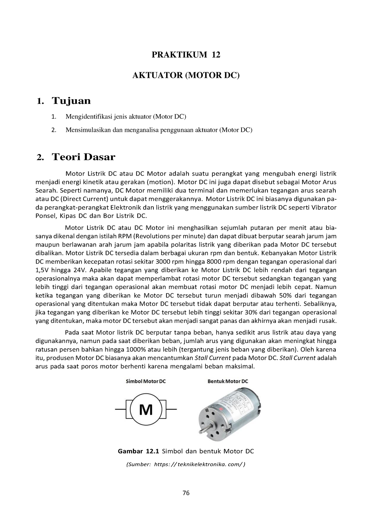 Praktikum Sensor Aktuator Motor DC - PRAKTIKUM 12 AKTUATOR (MOTOR DC) 1 ...