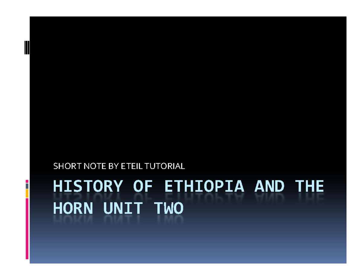 Module History Of Ethiopia And The Horn – FUPH