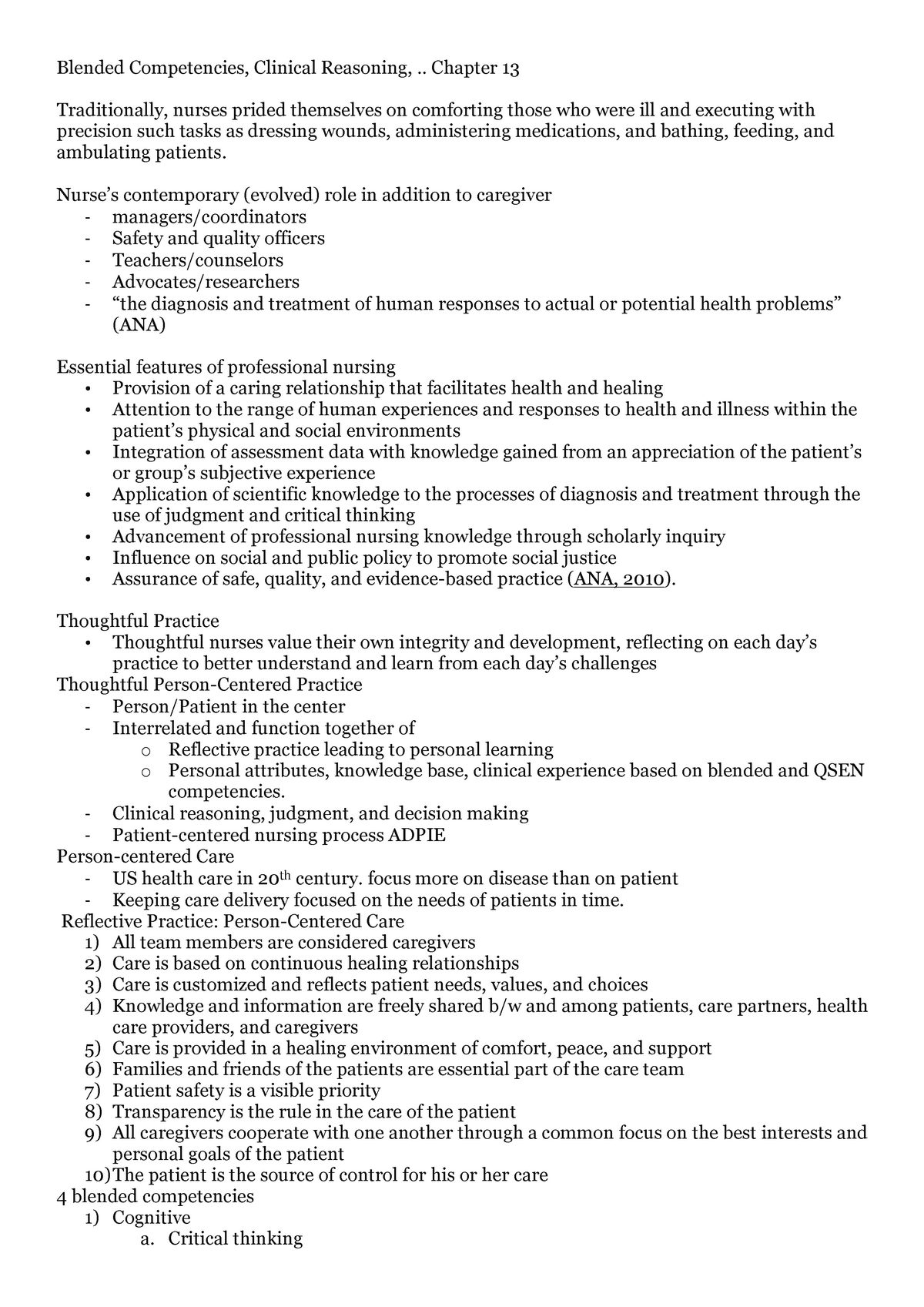 Exam 2 - Lecture notes for Exam 2 - Blended Competencies, Clinical ...