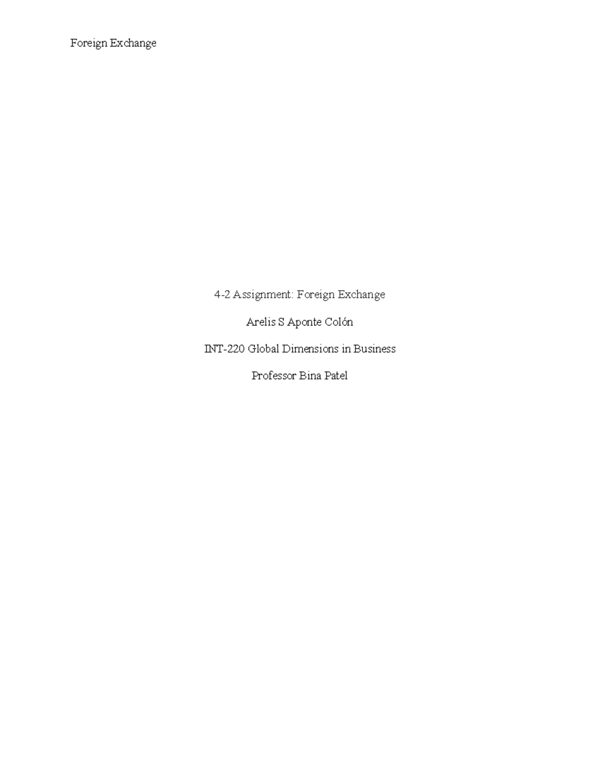 4-2 Assignment- Foreign Exchange - 4-2 Assignment: Foreign Exchange ...