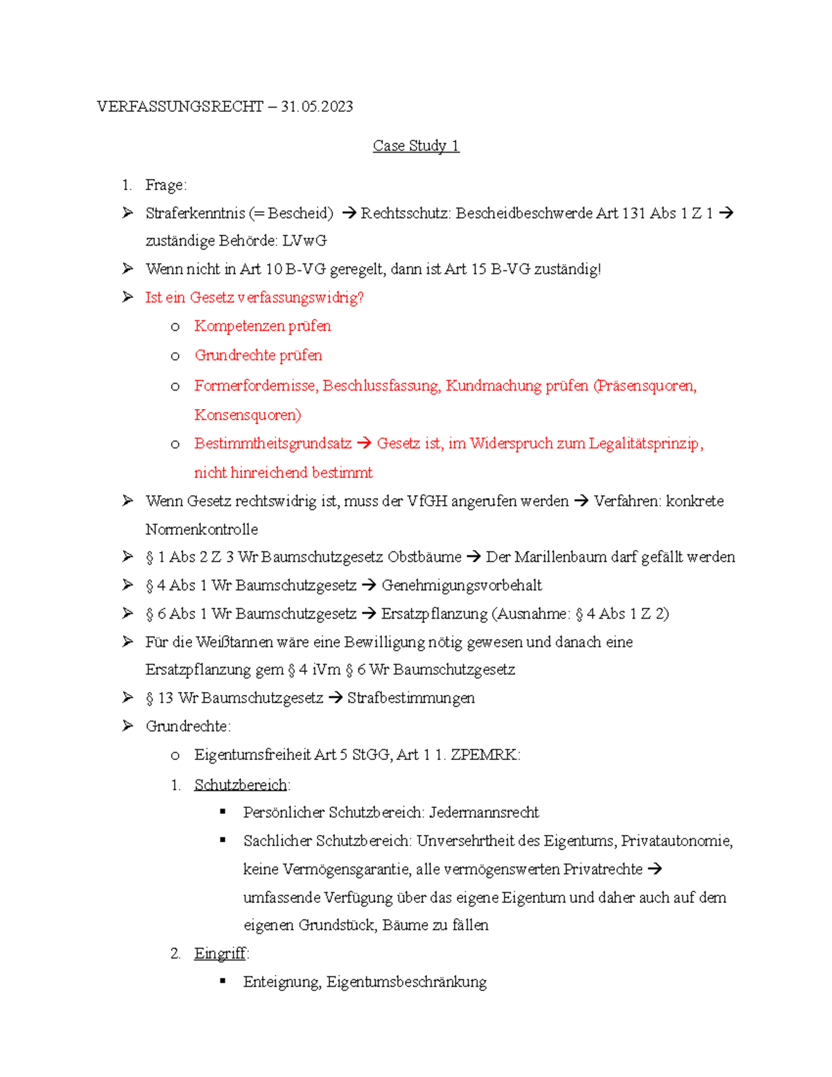 Case Study 1 - VERFASSUNGSRECHT – 31. Case Study 1 Frage ...