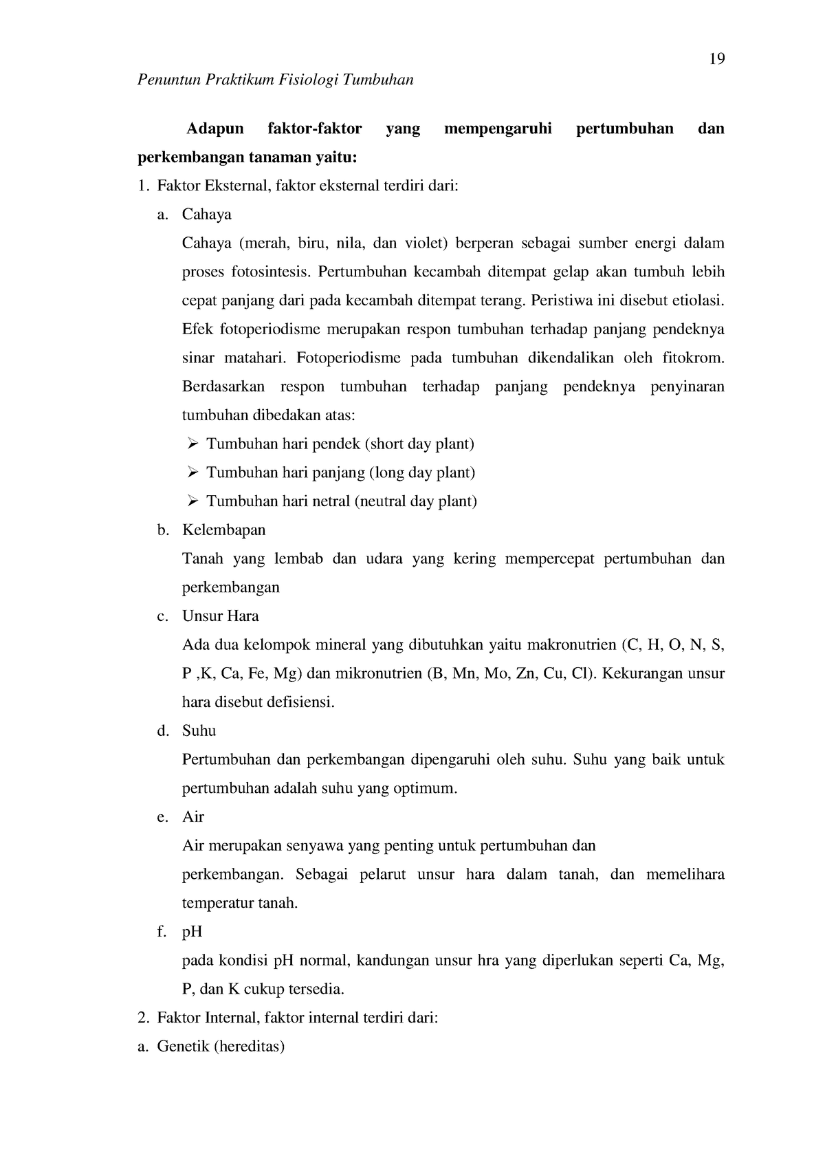 Penuntun Laboratorium Fisiologi Tumbuhan 22 - 19 Penuntun Praktikum ...