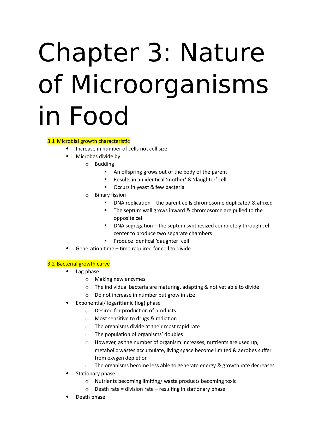 Chapter 3 - 3.1 Microbial Growth Characteristic 3.2 Bacterial Growth ...