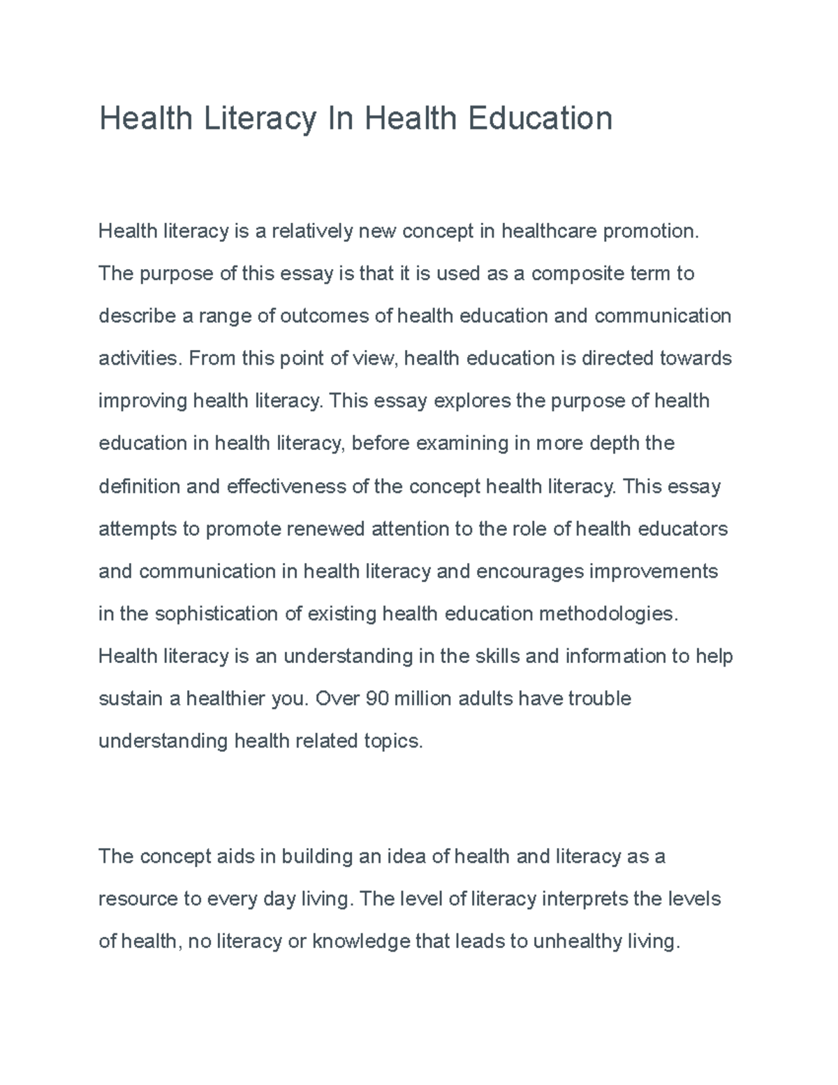 health literacy dissertation