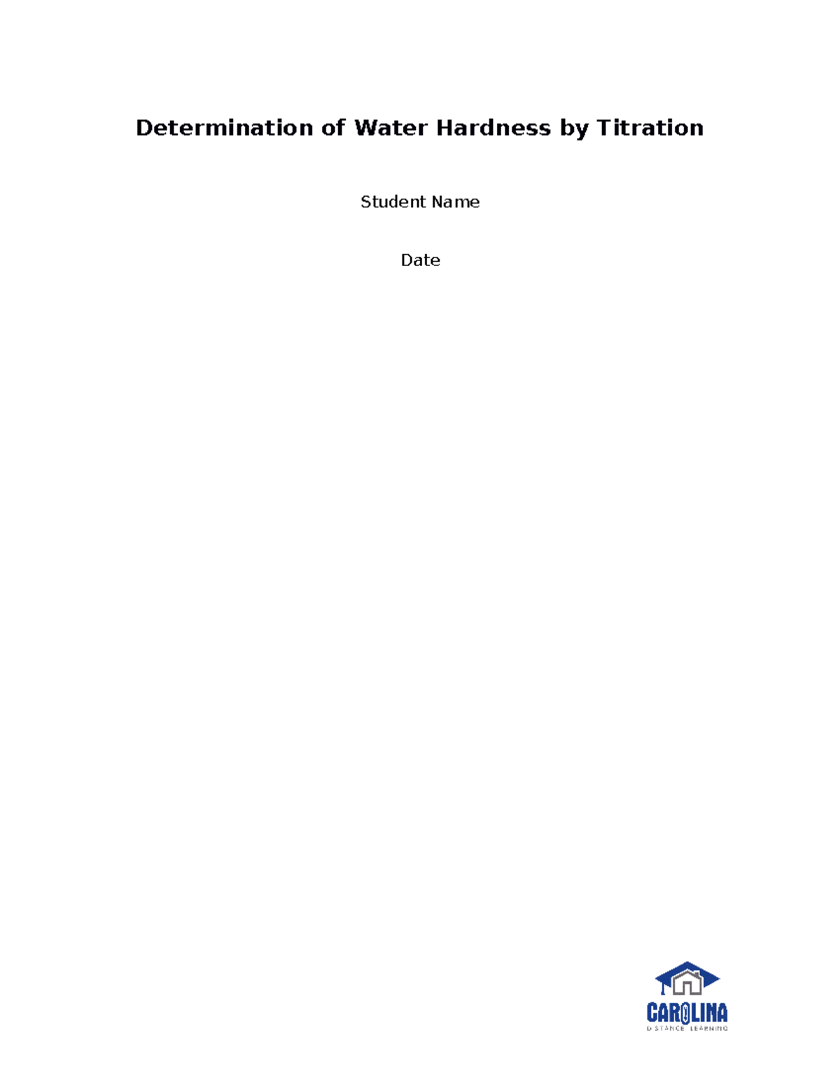 580340 Determination Of Water Hardness By Titration Q - Determination ...