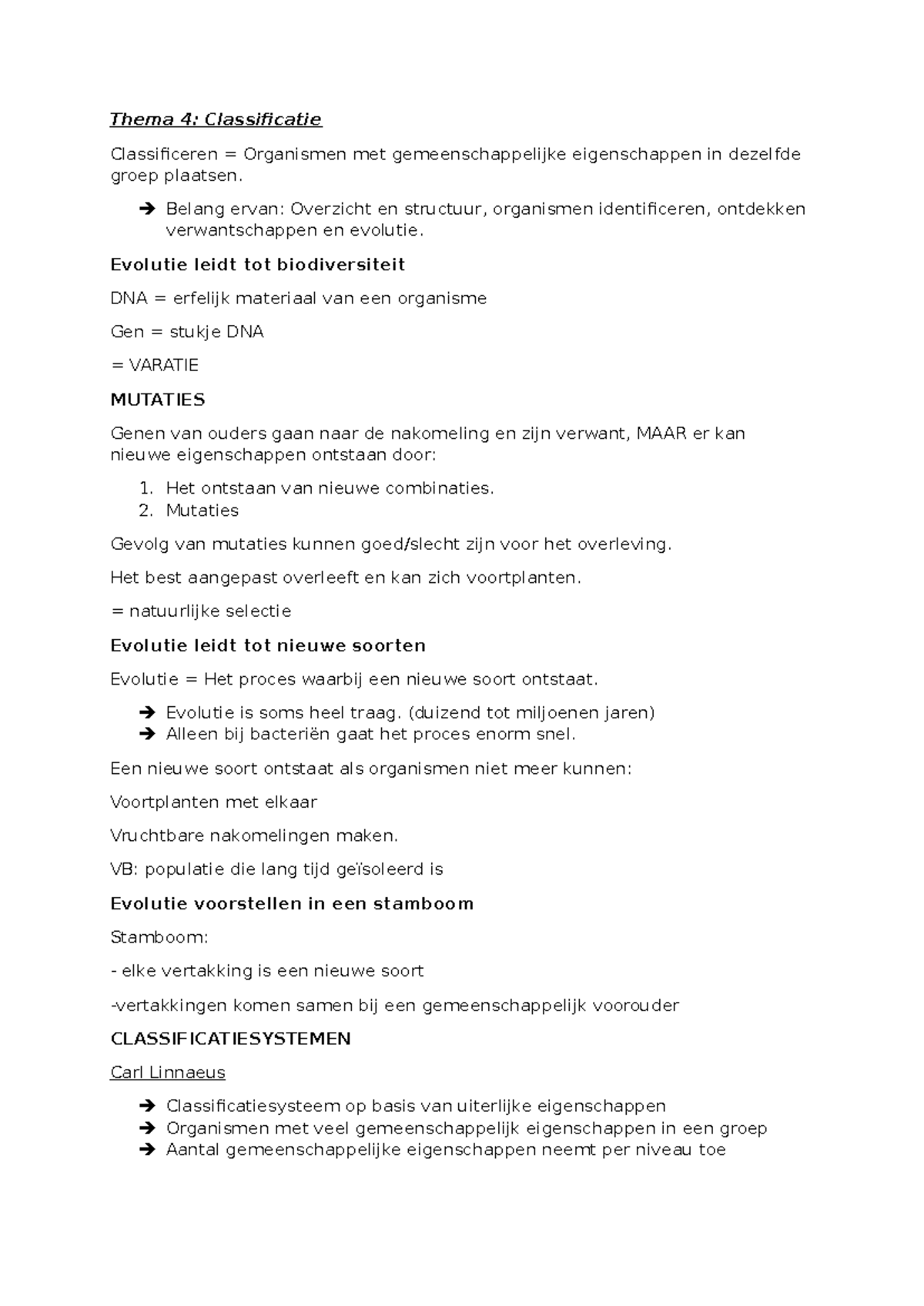 BIO Begrippenlijst - begrippen - Thema 4: Classificatie Classificeren ...