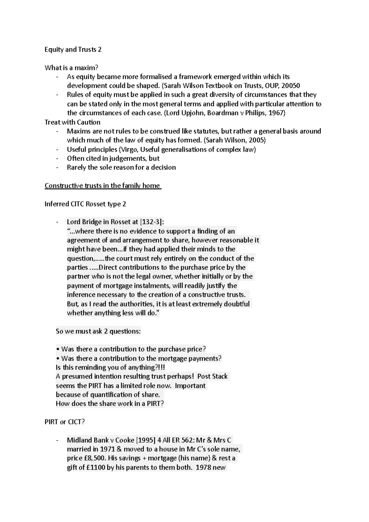 Equity and Trusts 2 (Sarah Wilson Textbook on Trusts, OUP, 20050