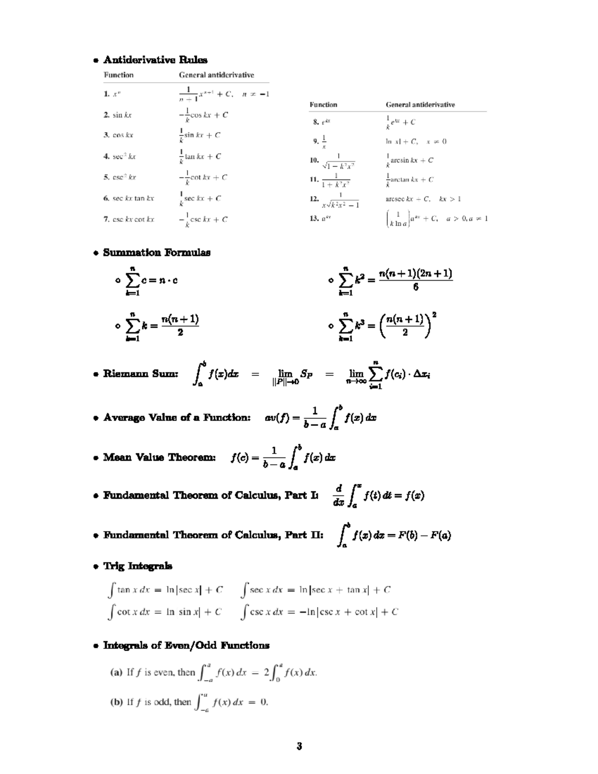 Calculus 1 formulas (Part 3) - MATH 111 - Studocu