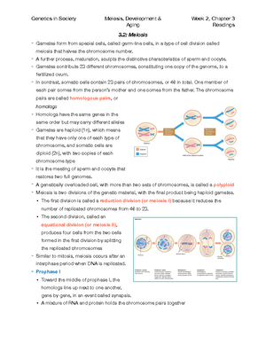 Genetics in Society, W3 Chapter 4+5 Notes - Genetics in Society Single ...