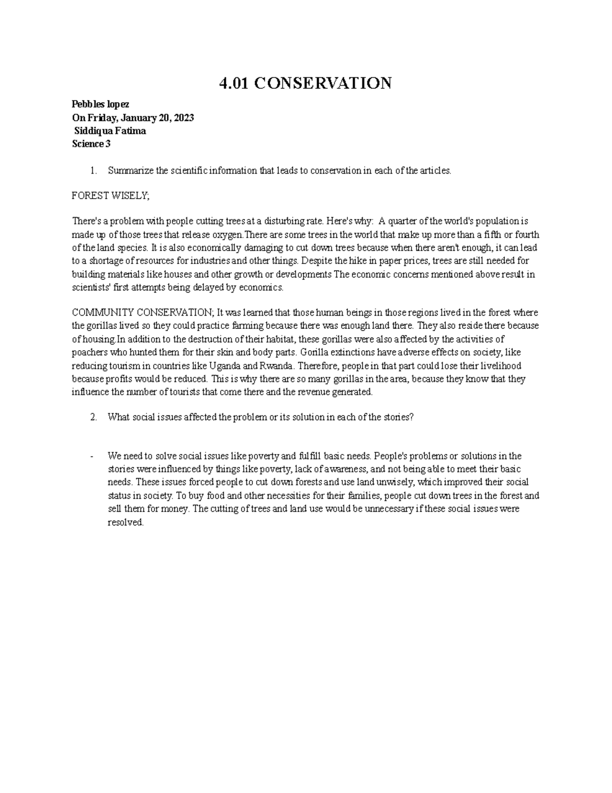 04.01 Science 3 4 CONSERVATION Pebbles lopez On Friday, January 20