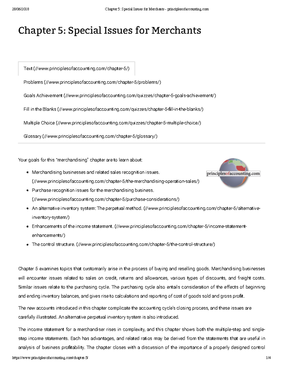 Chapter 5 - Lecture notes 5 - Chapter 5: Special Issues for Merchants ...