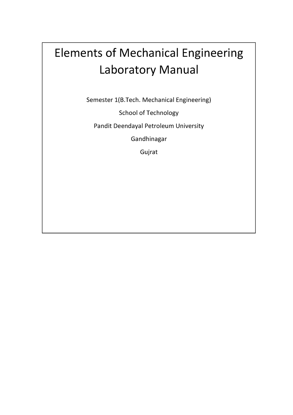 EME LAB manual - Elements of Mechanical Engineering Laboratory Manual ...