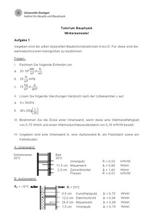 Bauphysik Formelsammlung - Bauphysik 1 - Studocu