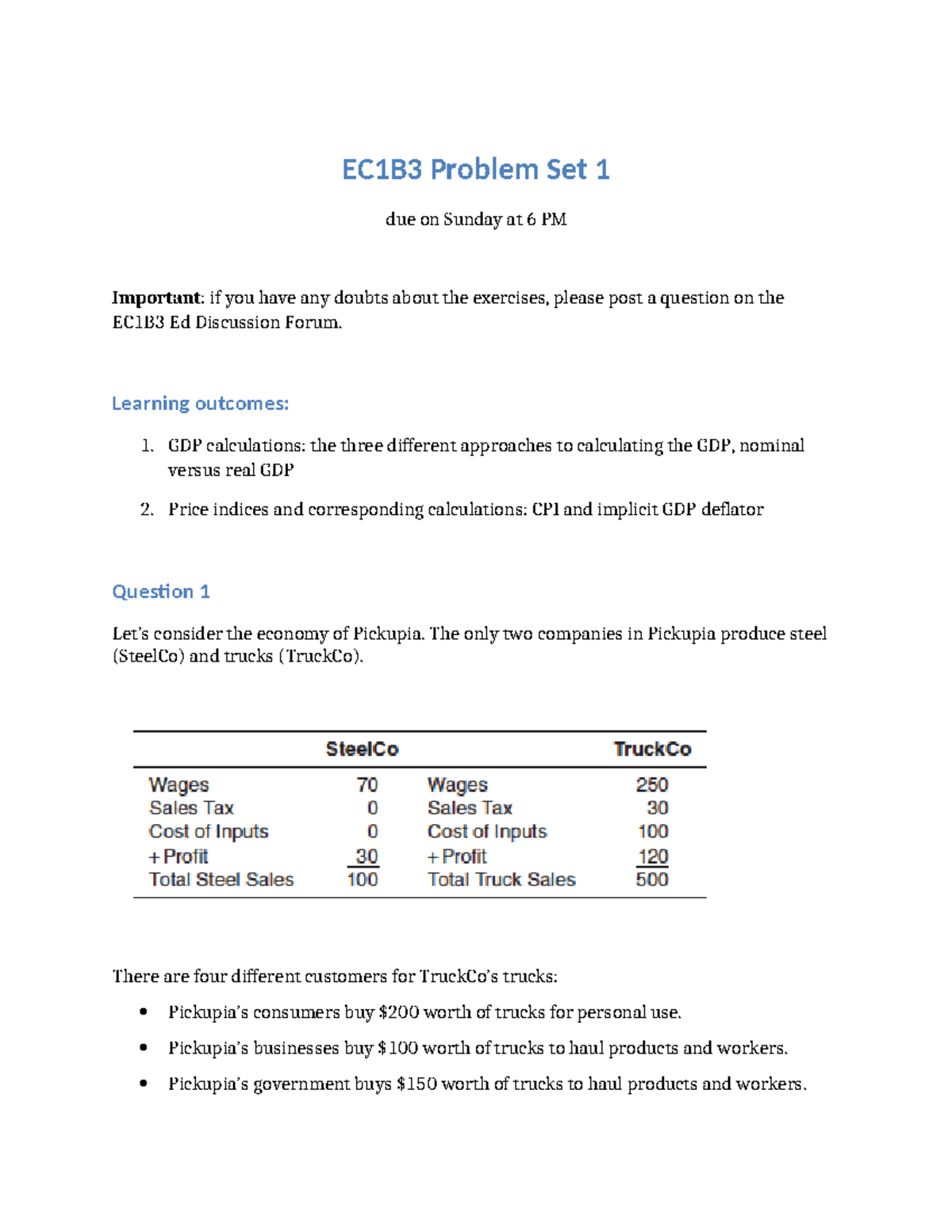 PS1solution - EC1B3 Problem Set 1 Due On Sunday At 6 PM Important: If ...