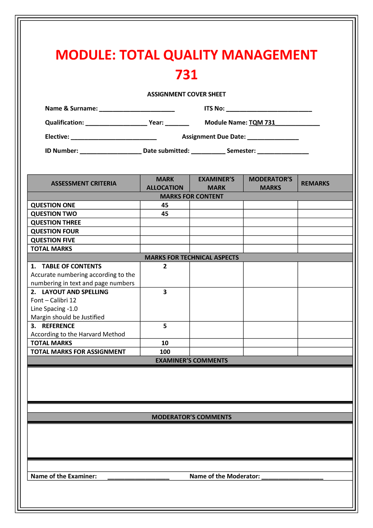 tqm assignment