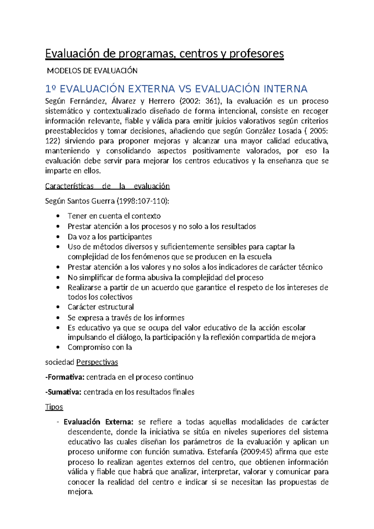 TEMA 5.2- Modelos de evaluacion en los centros escolares - Evaluación ...