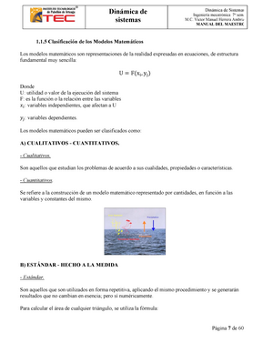  Clasificación de los Modelos Matemáticos - Dinámica de sistemas  Ingeniería mecatrónica 7o sem. - Studocu