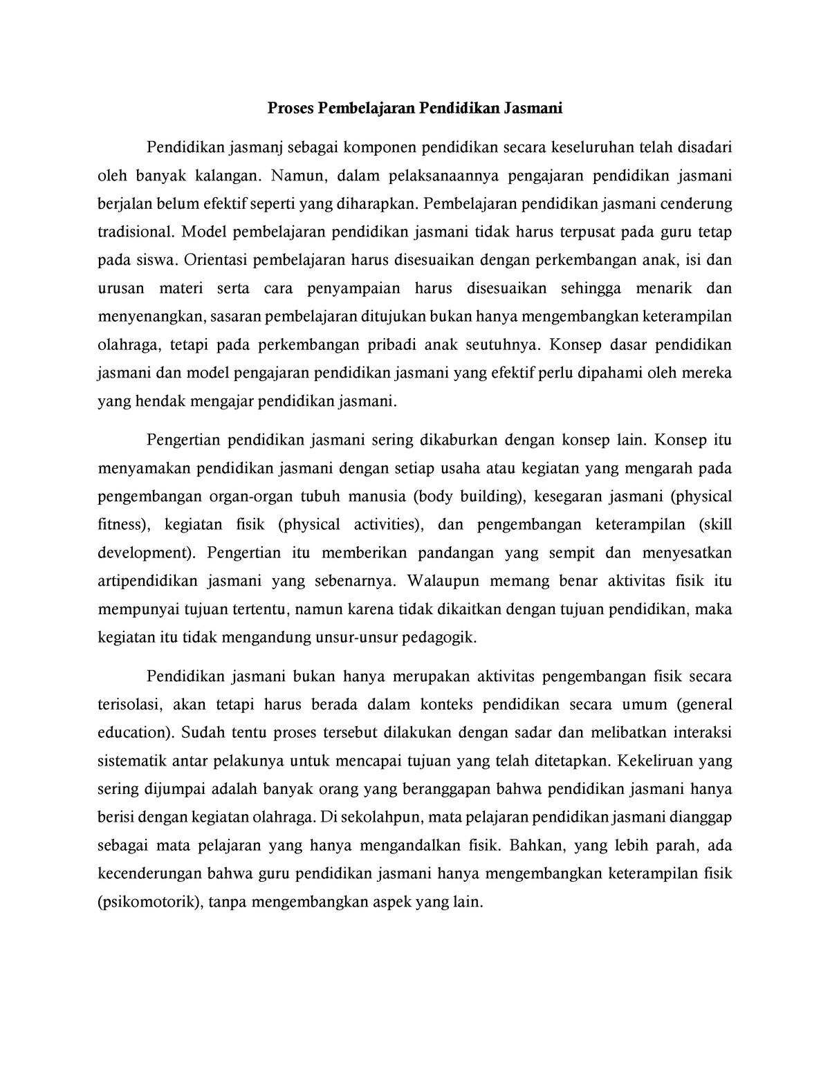 Proses Pembelajaran Pendidikan Jasmani - Proses Pembelajaran Pendidikan ...