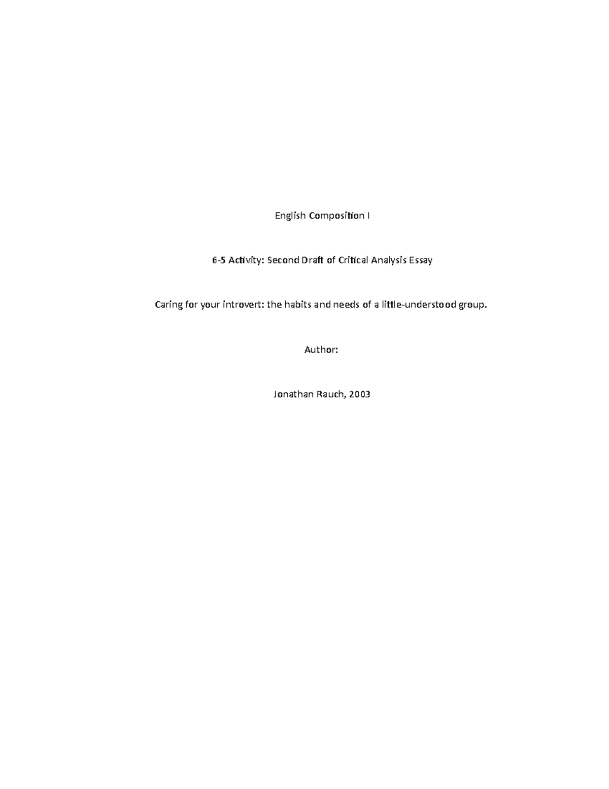 ENG122 - 122 - English Composition I 6-5 Activity: Second Draft of ...