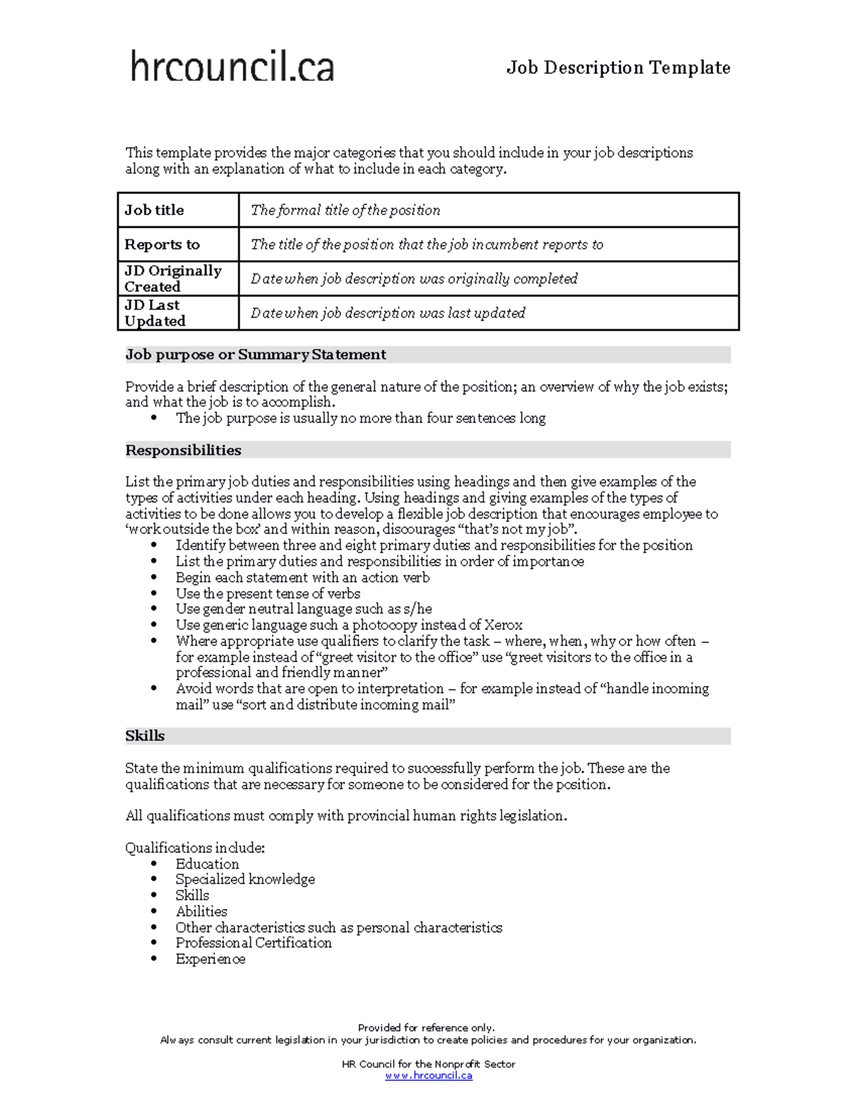 JD-Template - ggg - Job Description Template This template provides the ...