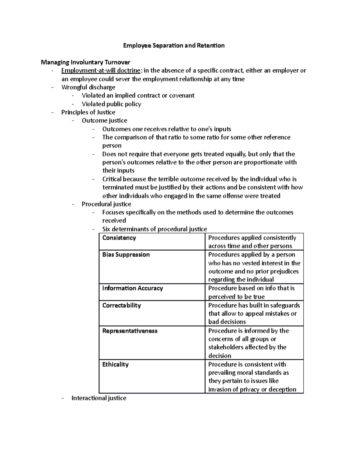 Human Resource Management Chapter 10 - Employee Separation and ...