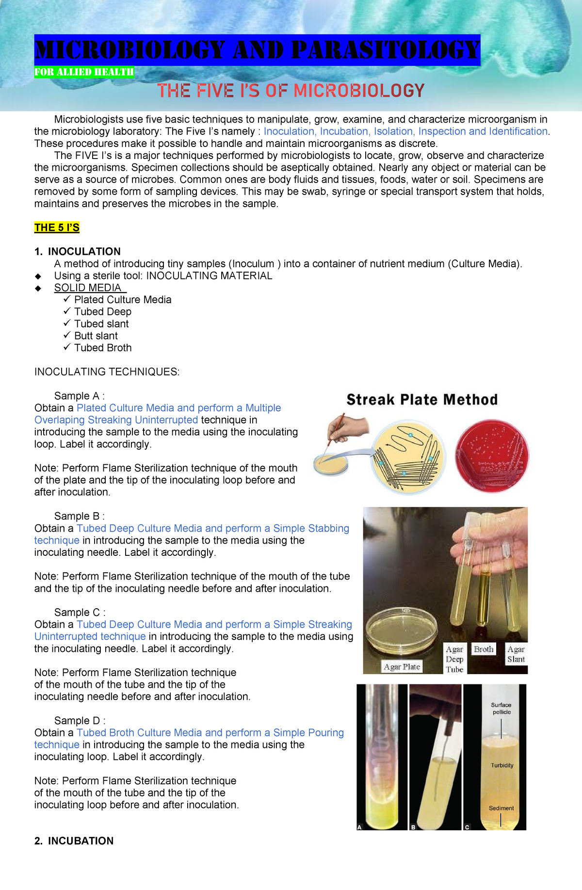 FIVE-IS - IMPORTANT NOTES - MICROBIOLOGY AND PARASITOLOGY FOR ALLIED ...