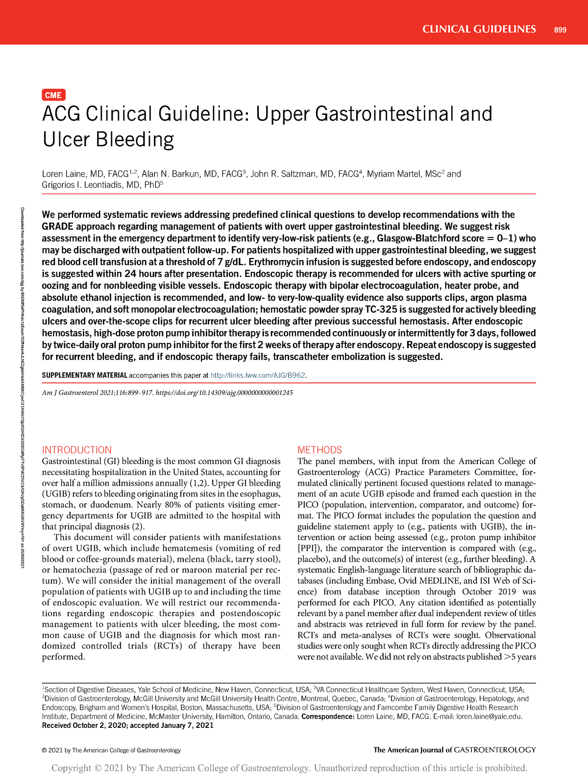 ACG Clinical Guideline Upper Gastrointestinal And - Downloaded From ...