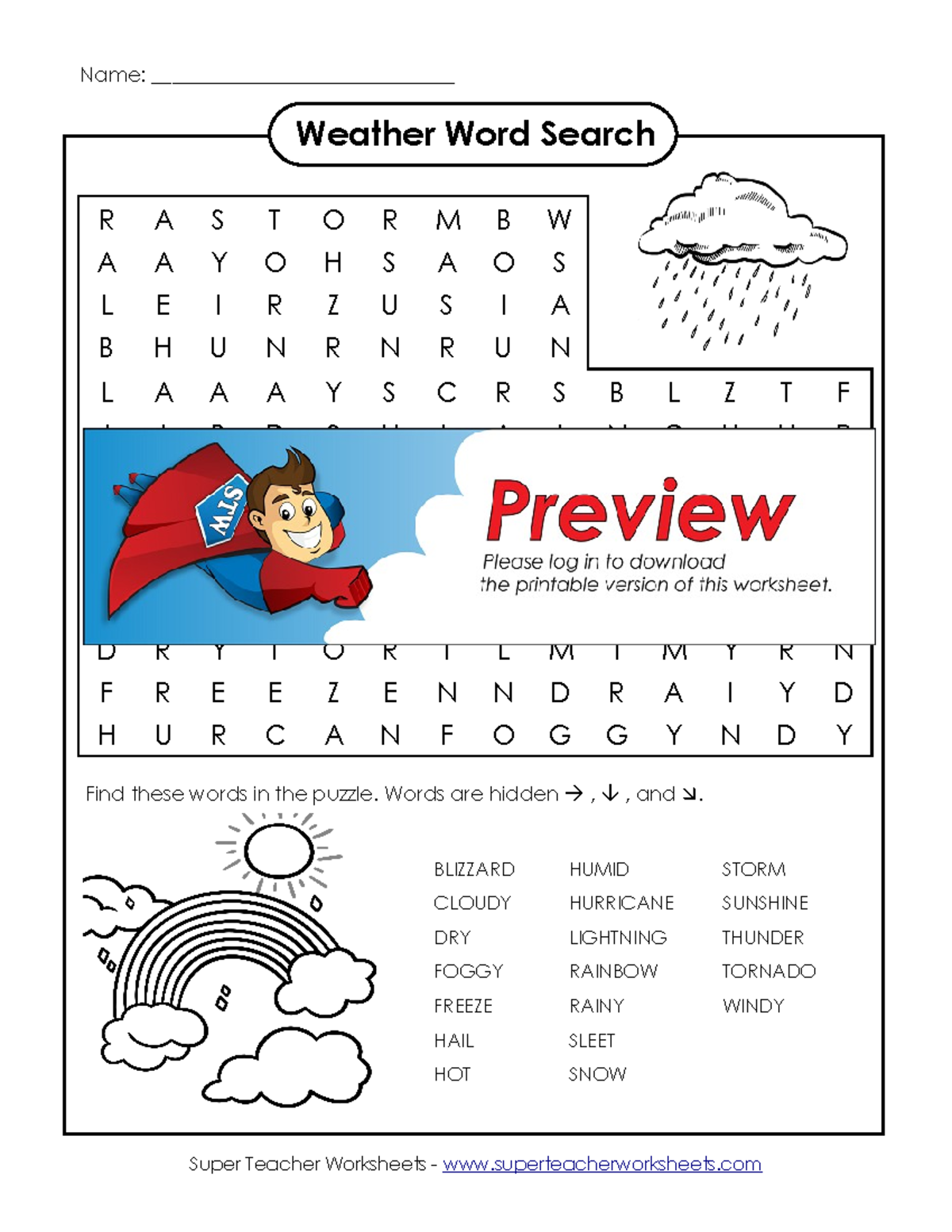 Weather word search puzzle - Name ...