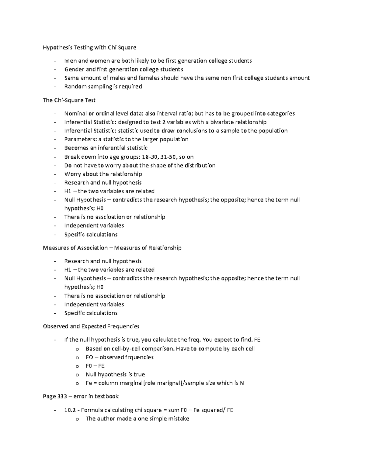 Document 3 - SSI notes - Hypothesis Testing with Chi Square Men and ...