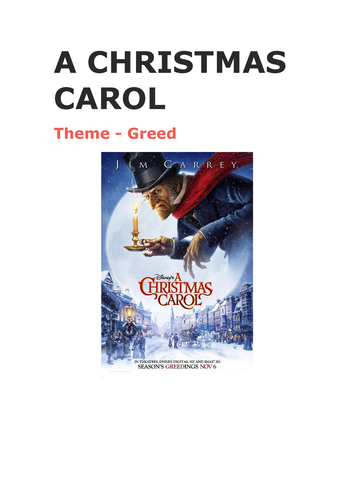 How Is The Theme Of Greed Explored In A Christmas Carol A Christmas Carol Theme Greed How Is