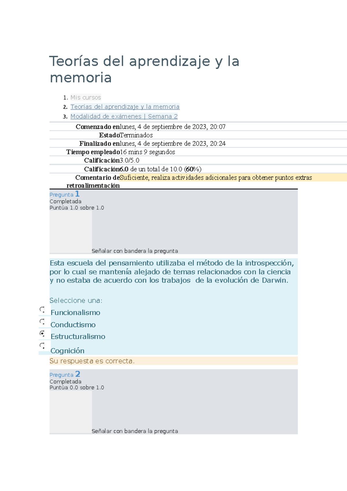 Fundamentos de investigación - Teorías del aprendizaje y la memoria Mis ...