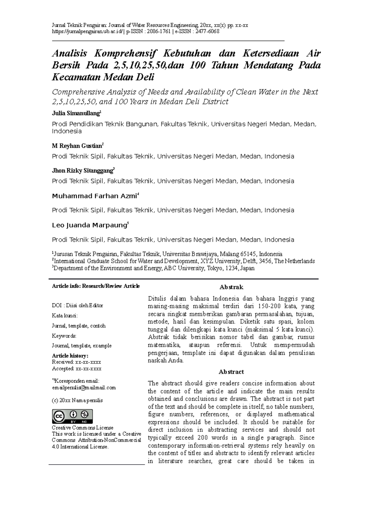 Template JTP Medan Deli Okeeee - Jurnal Teknik Pengairan: Journal Of ...