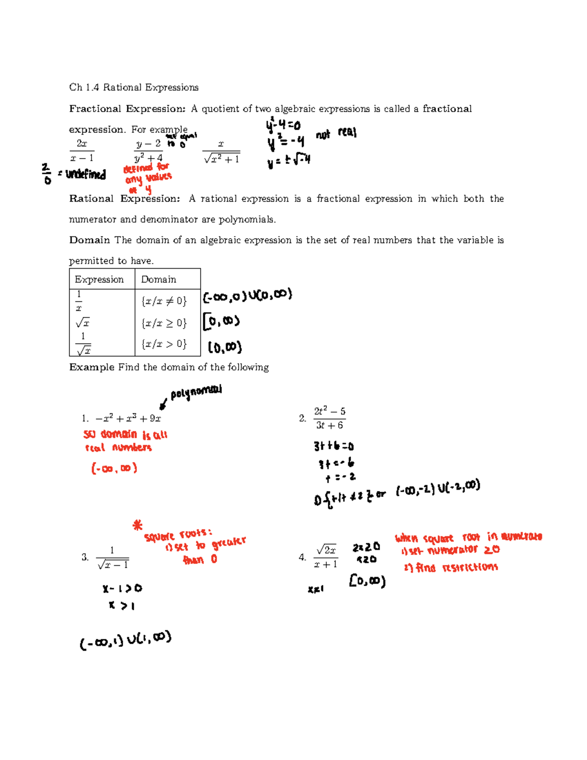 1.4 Rational Expression - Ch 1 Rational Expressions Fractional ...