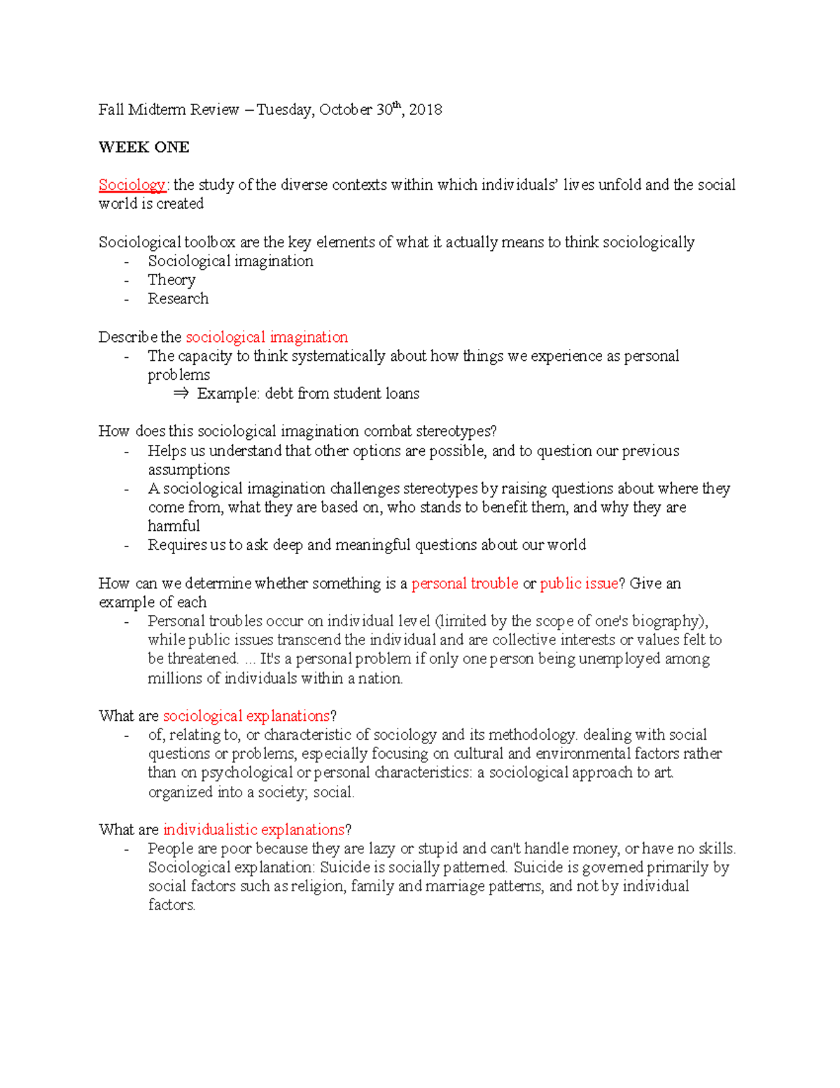 Midterm Review. tutorial - Fall Midterm Review – Tuesday, October 30th ...