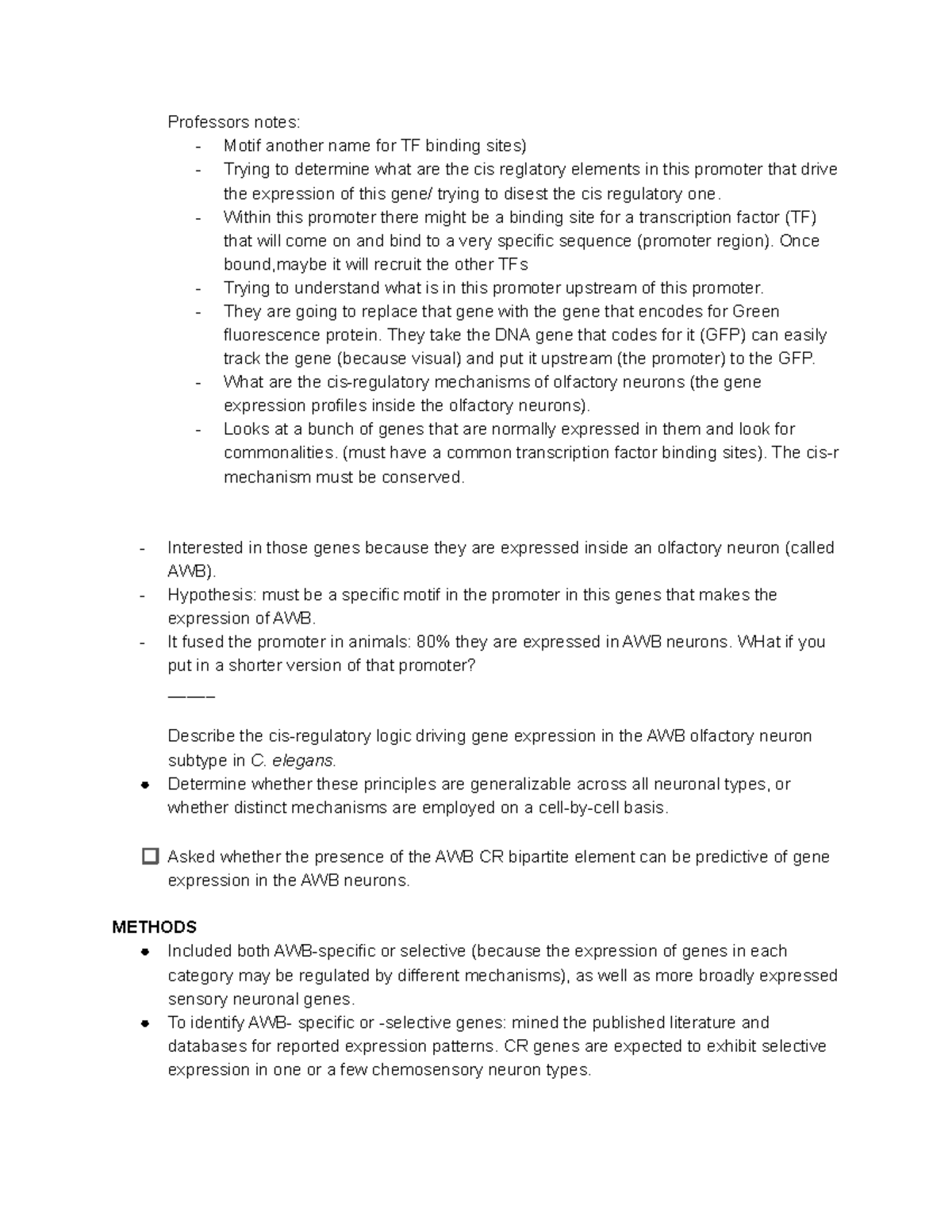 Cell bio paper 3 - with professor O'Halloran - Professors notes ...