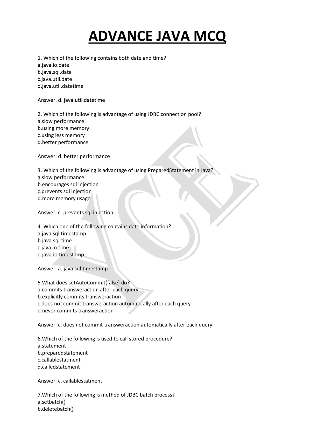 Advance JAVA MCQ - Good Notes - ADVANCE JAVA MCQ Which Of The Following ...