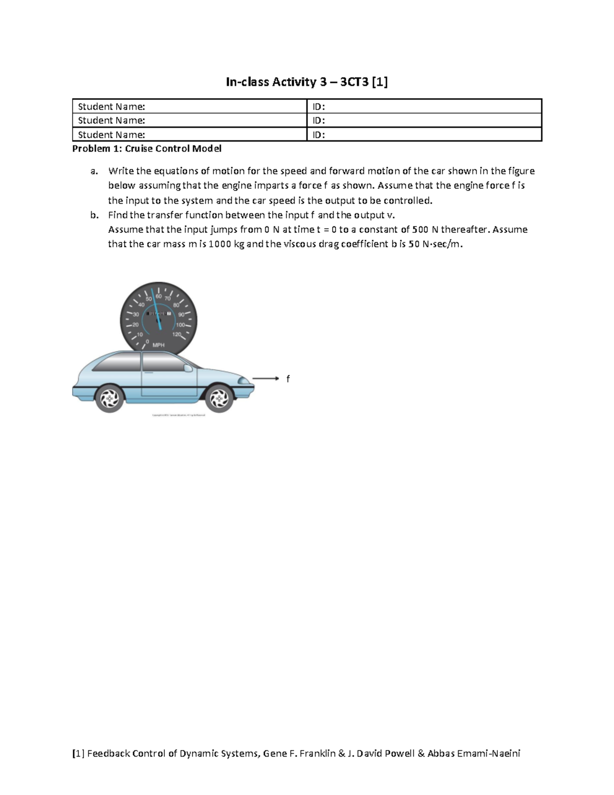 3CT3 M3 In Class Activity 3 - [1] Feedback Control of Dynamic Systems ...