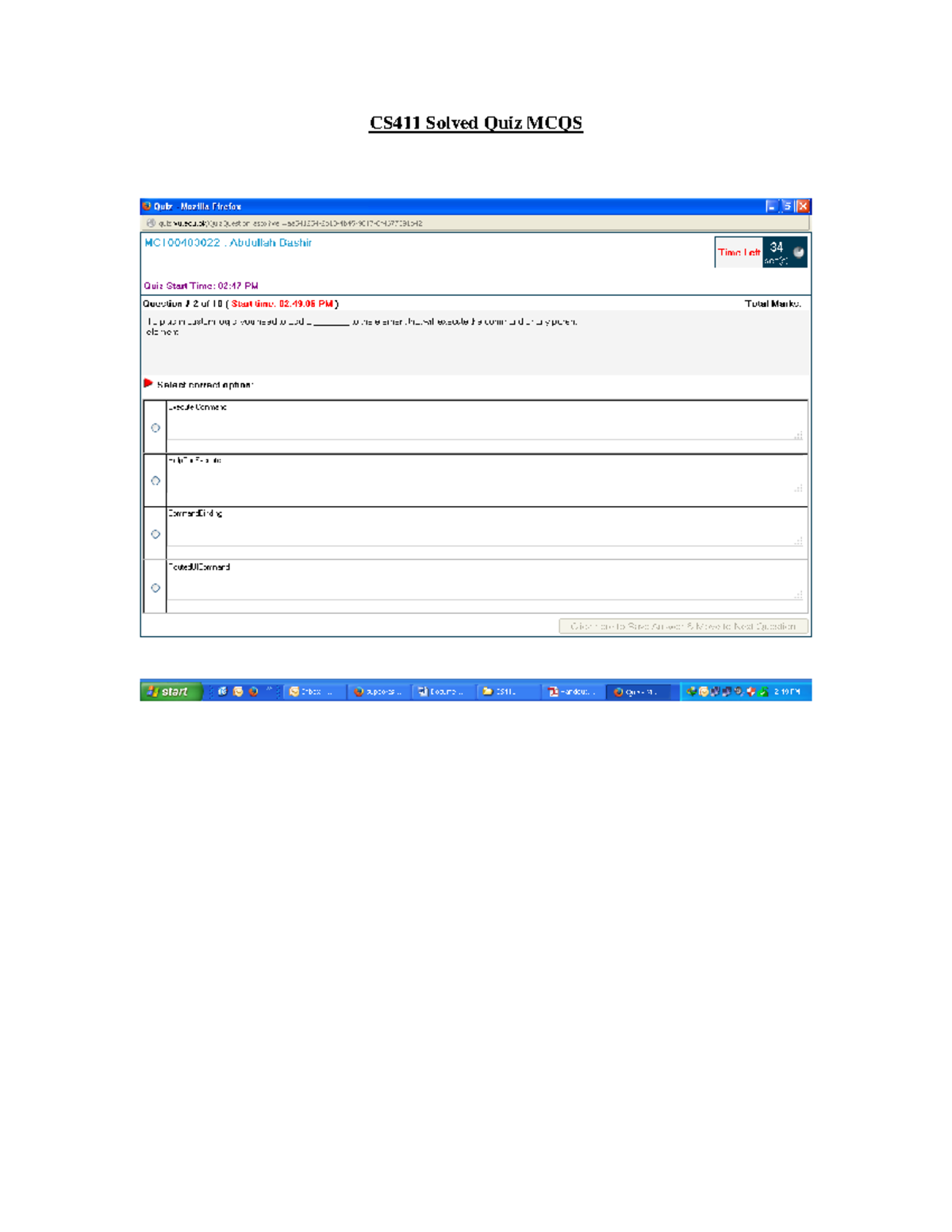 CS411 Mid Term MCQS - Visual Programming - CS411 Solved Quiz MCQS - Studocu