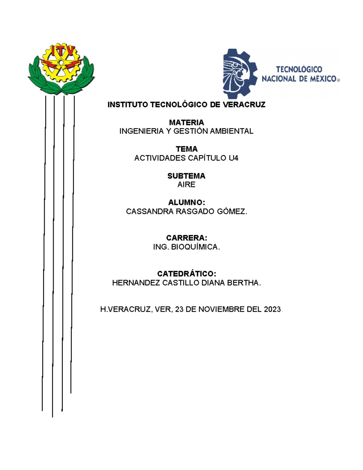 Presentacion - Tarea - INSTITUTO TECNOLÓGICO DE VERACRUZ MATERIA ...