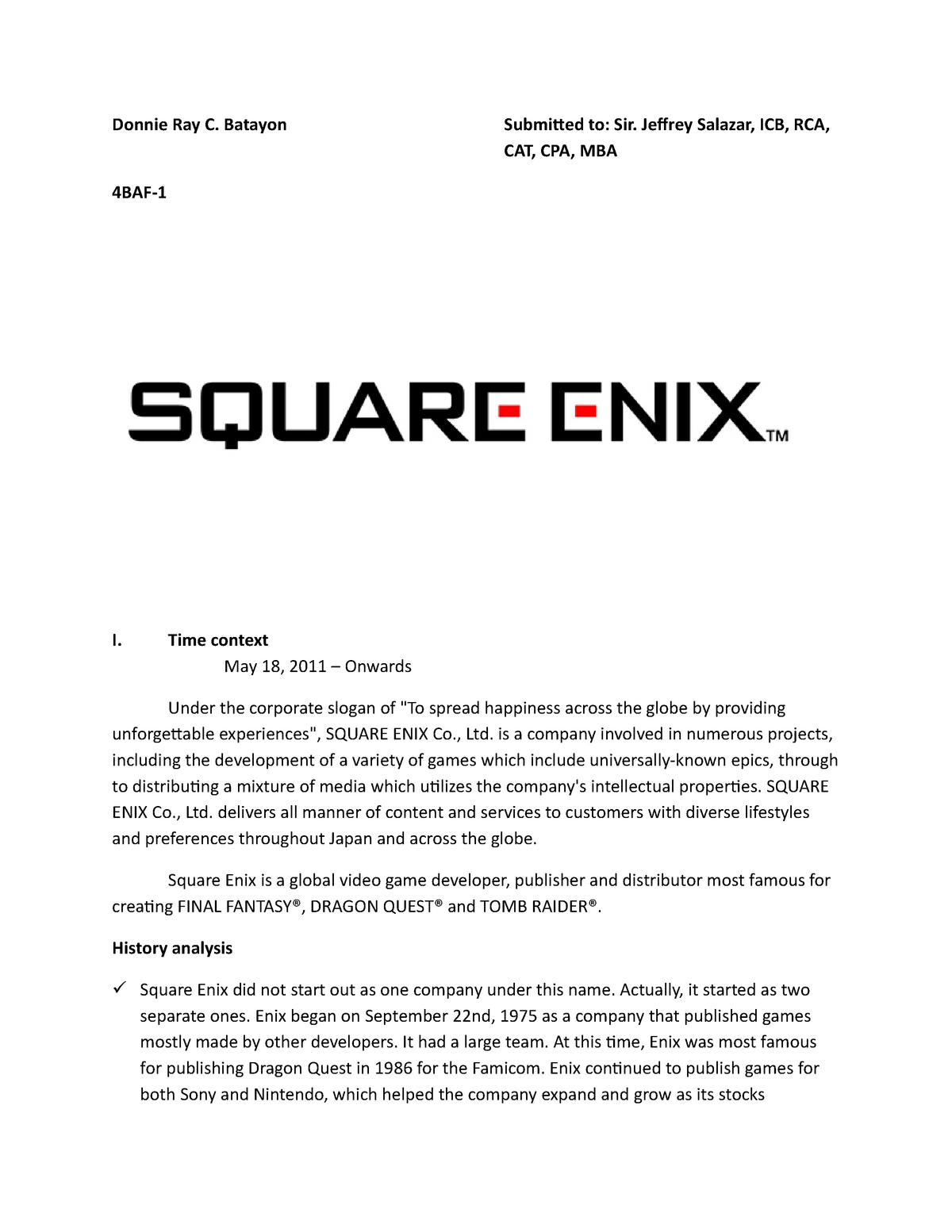 Square Enix Business Law Studocu