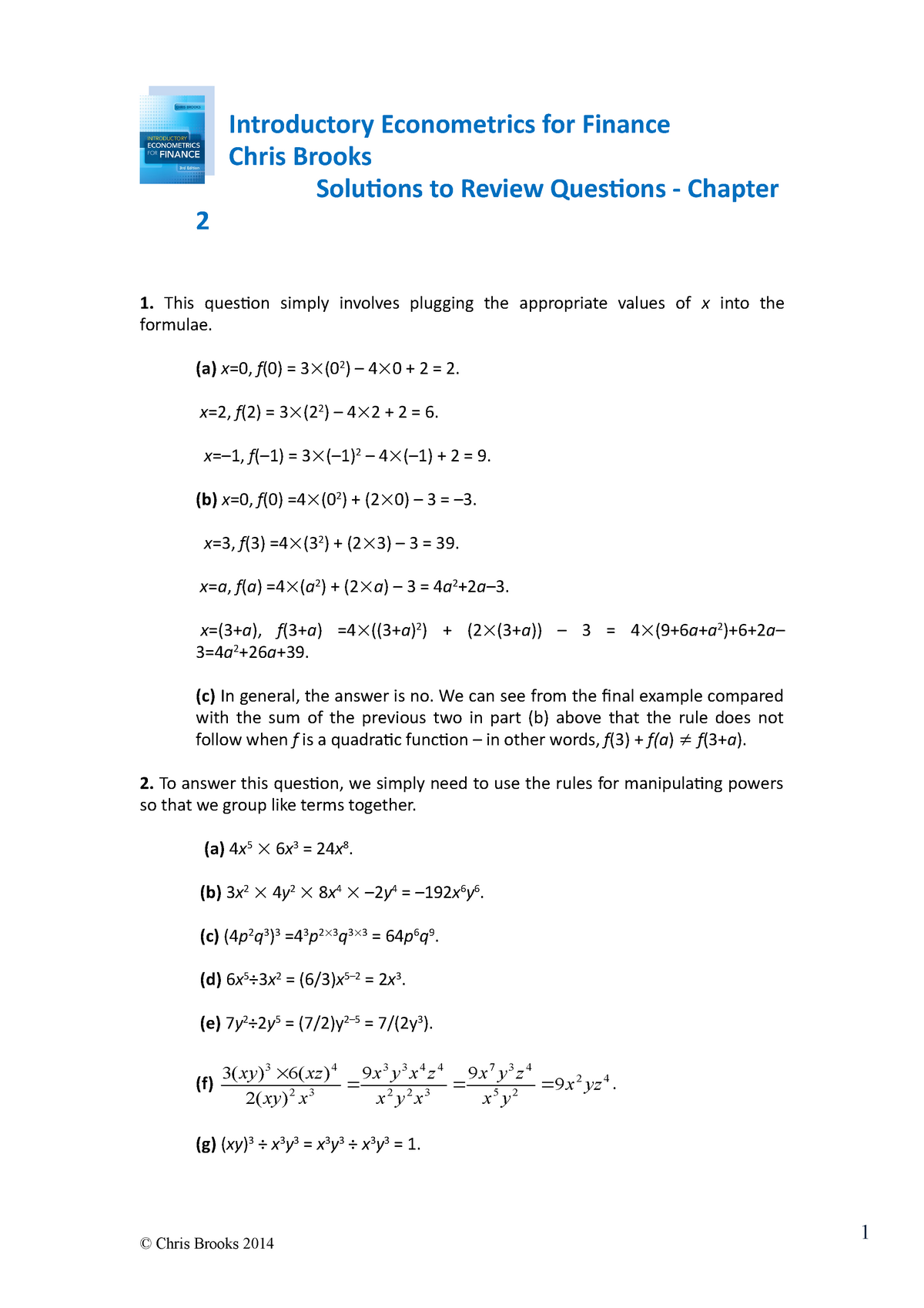 Chapter 2 Solutions Econometrics Econ112 Ege Studocu