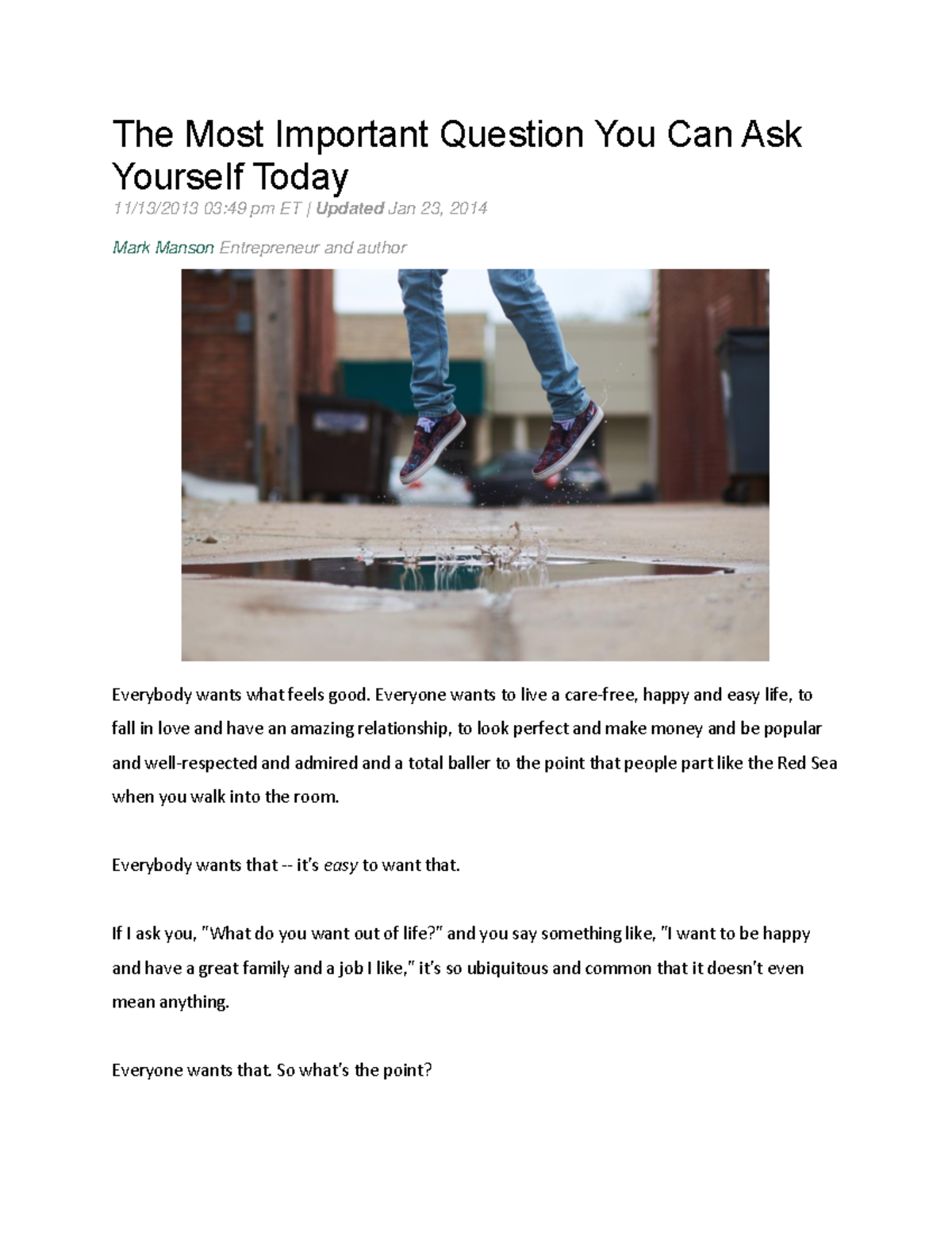 The Most Important Question You Can Ask Yourself Today - The Most ...