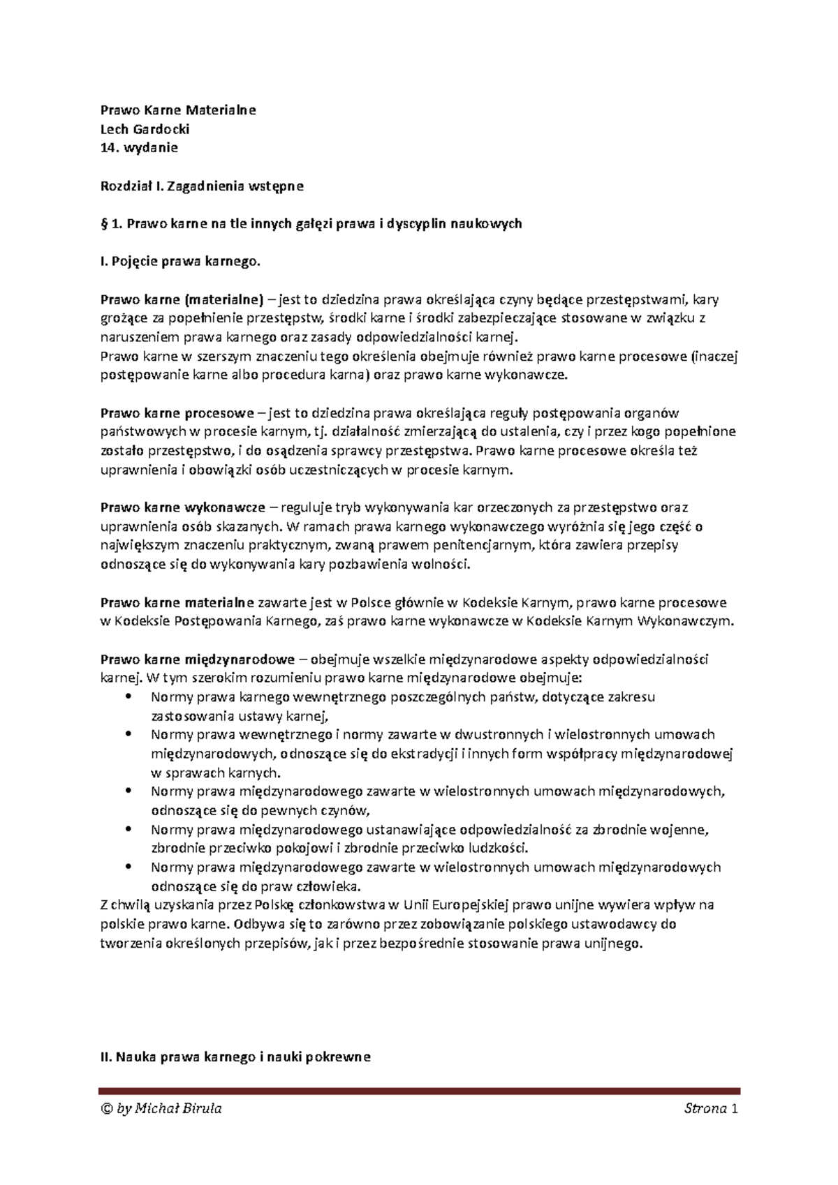 Prawo Karne Materialne Lech Gardocki skrypt - Prawo Karne Materialne
